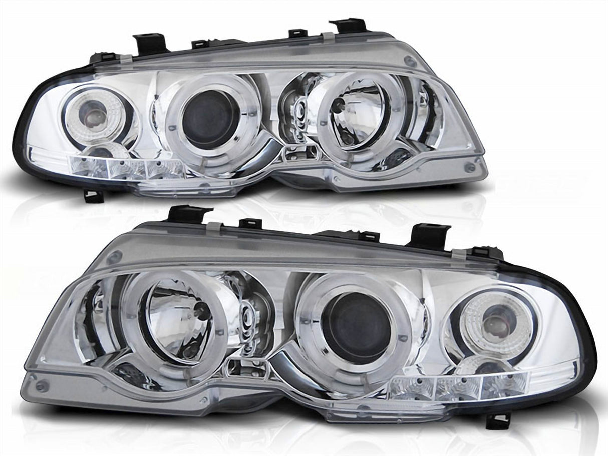 Angel Eyes Scheinwerfer Set in chrom für BMW E46 04/1999-03/2003 Coupe Cabrio