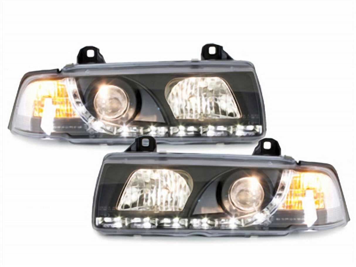 Led Scheinwerfer Set in schwarz für BMW 3er E36 Coupe 12.1990-08.1999