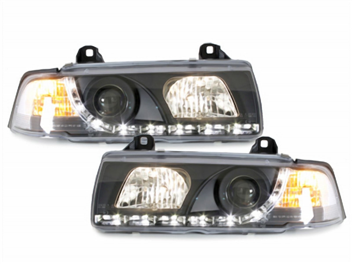 Led Scheinwerfer Set in schwarz für BMW 3er E36 Coupe 12.1990-08.1999