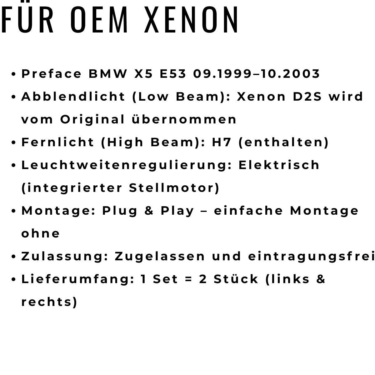 Xenon Angel Eyes Scheinwerfer Set für BMW X5 E53 1999–2003 Schwarz