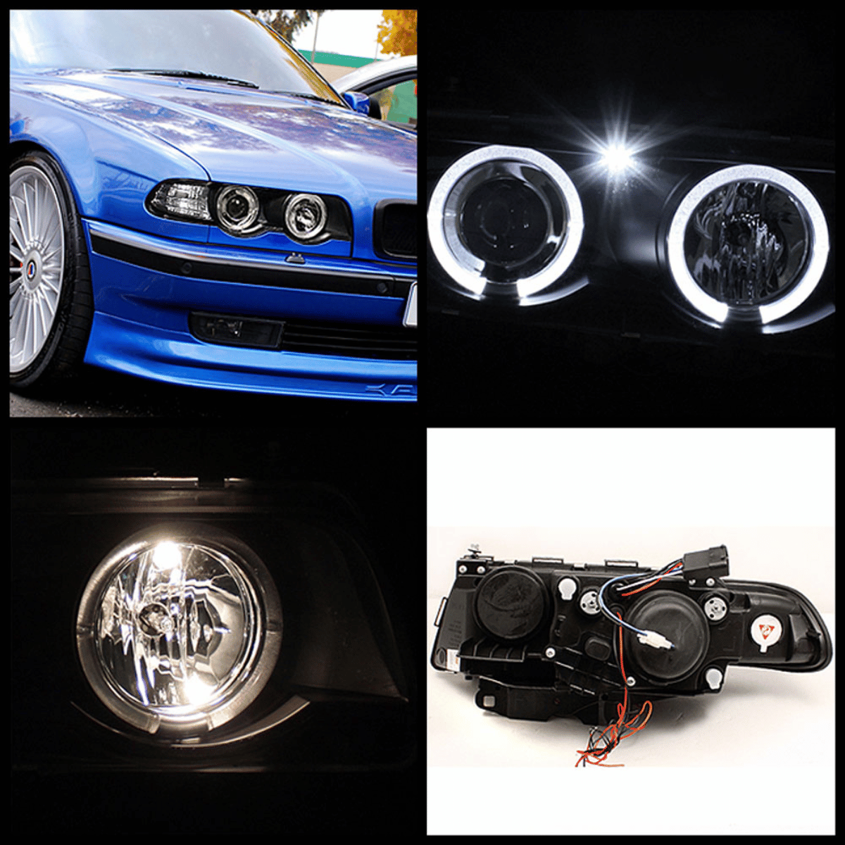 Angel Eyes Xenon Scheinwerfer Set in Schwarz für BMW 7er E38 09.1998-07.2001