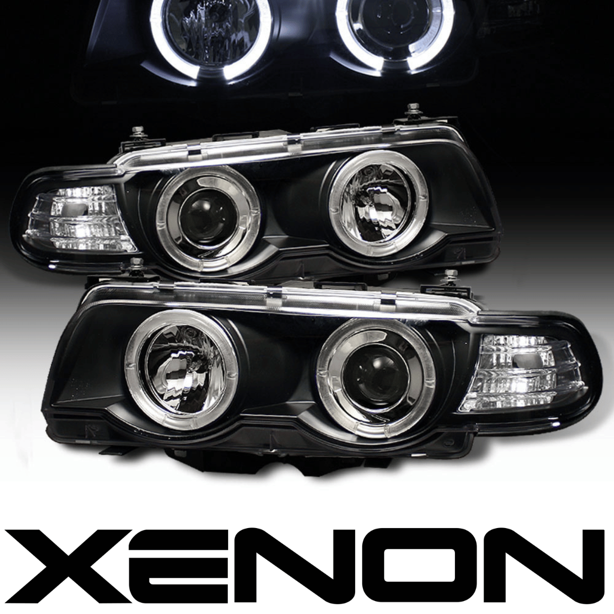 Angel Eyes Xenon Scheinwerfer Set in Schwarz für BMW 7er E38 09.1998-07.2001