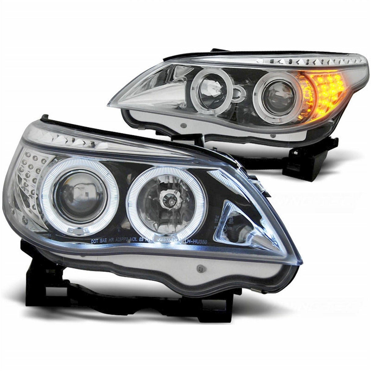 LED Scheinwerfer für BMW E60 E61 mit Tagfahrlicht Ringen und Blinker