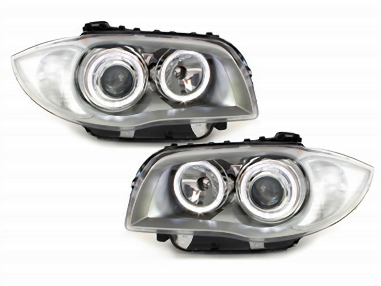 Scheinwerfer mit Angel Eyes, LED-Standlicht, Tuning-Scheinwerfer Paar für BMW 1er E87
