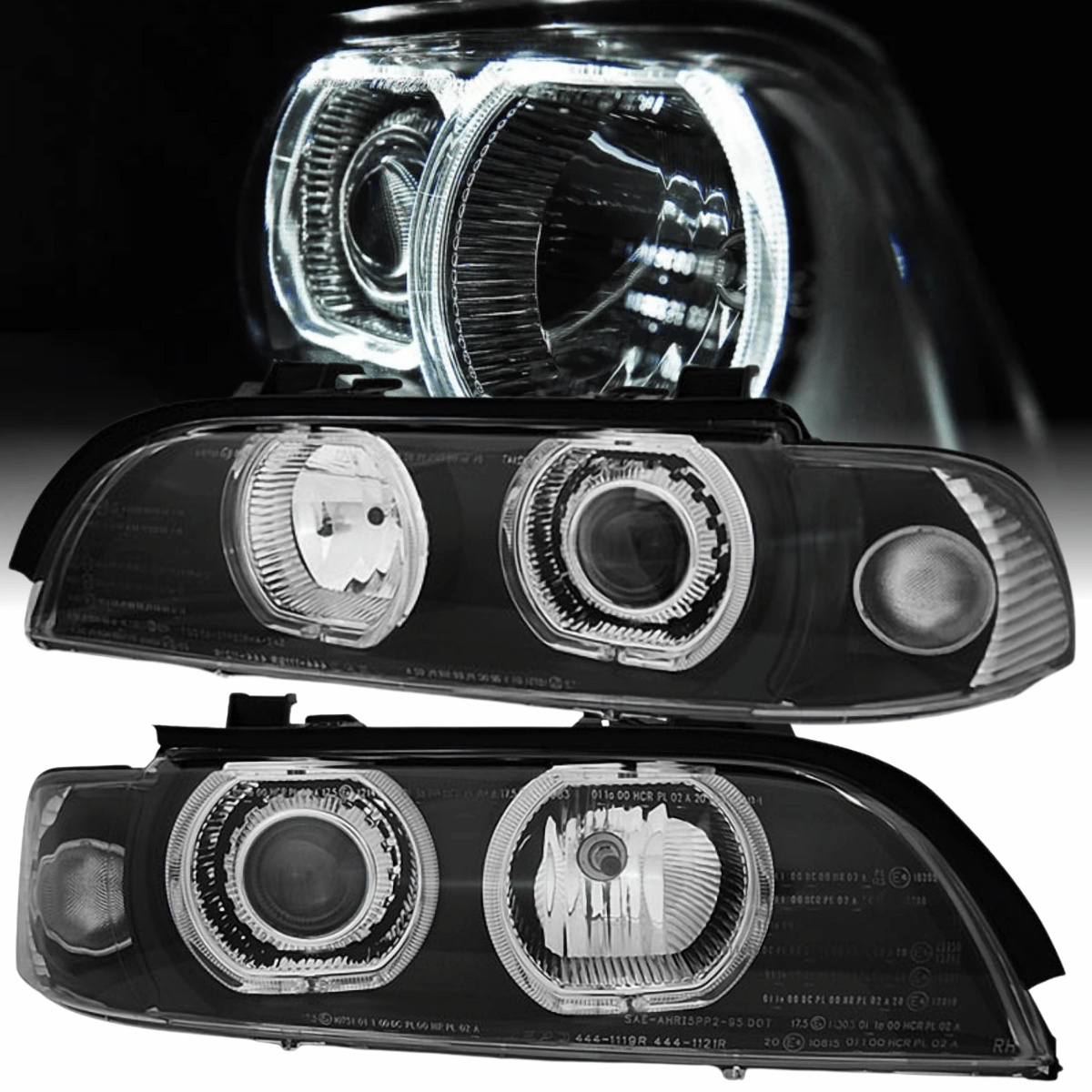LED Angel Eyes Scheinwerfer Set LED H7/H7 schwarz für BMW E39 09/1995-2000