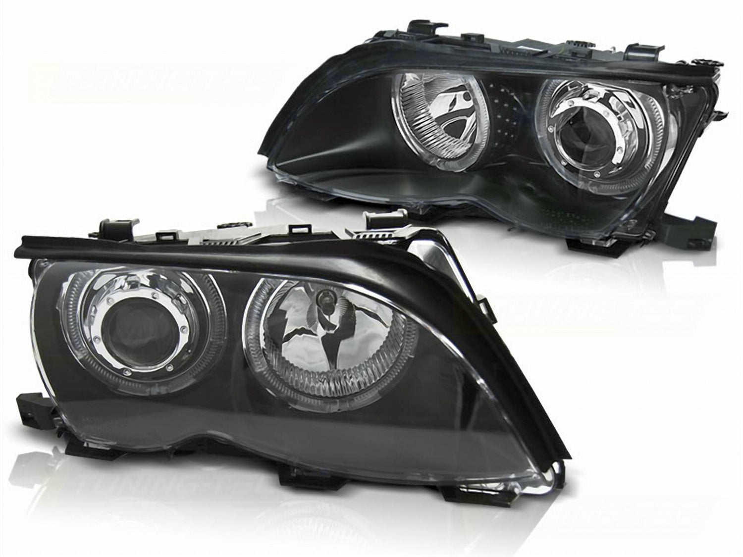 LED Angel Eyes Scheinwerfer Set schwarz für BMW E46 2001-03.2003 Limo Touring
