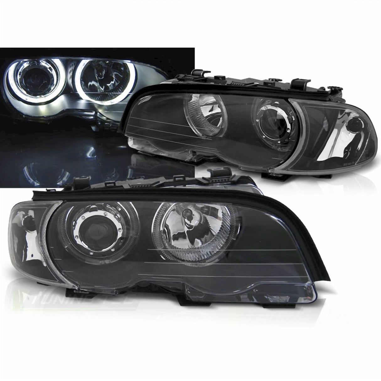 LED Angel Eyes Scheinwerfer Set in schwarz für BMW E46 04.1999-03.2003 Coupe Cabrio