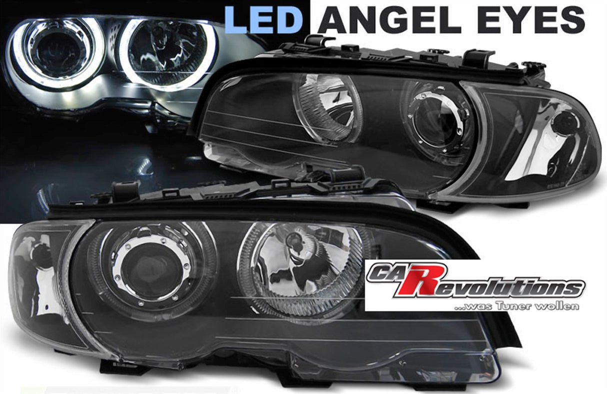 LED Angel Eyes Scheinwerfer Set in schwarz für BMW E46 04.1999-03.2003 Coupe Cabrio