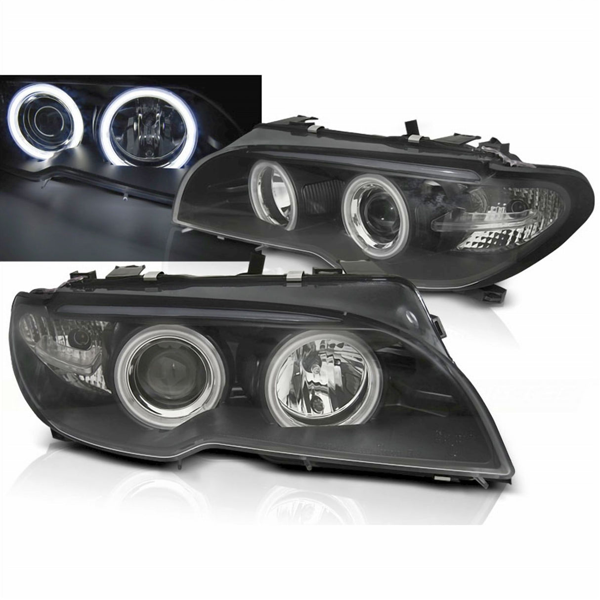 Angel Eyes Scheinwerfer Set CCFL schwarz für BMW E46 04.2003-06 Coupe Cabrio