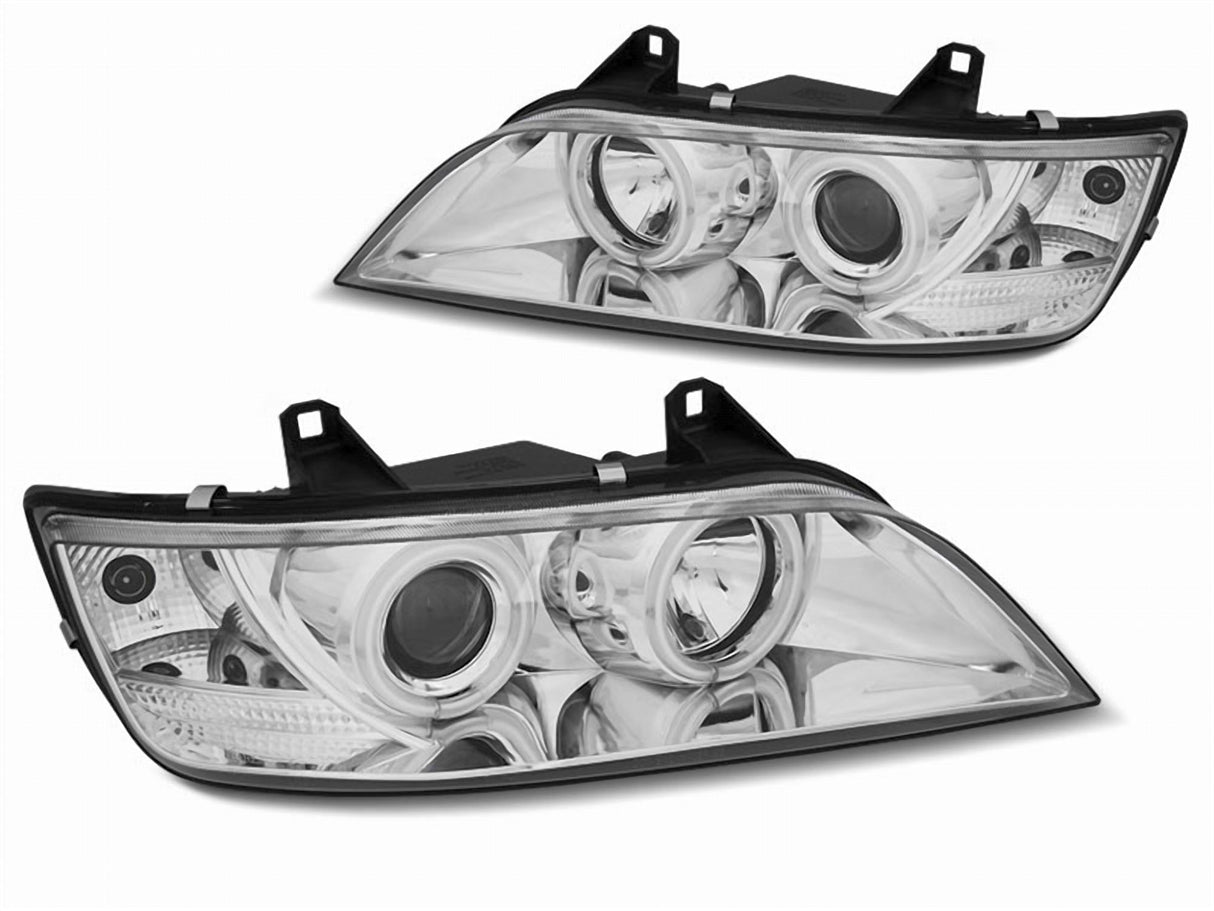 LED Scheinwerfer für BMW E60 E61 mit Doppel-Angel Eyes und Klarglasoptik