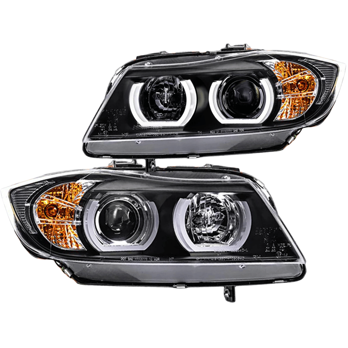 3D LED Angel Eyes Scheinwerfer Set Schwarz für BMW 3er E90 E91 2005–2008