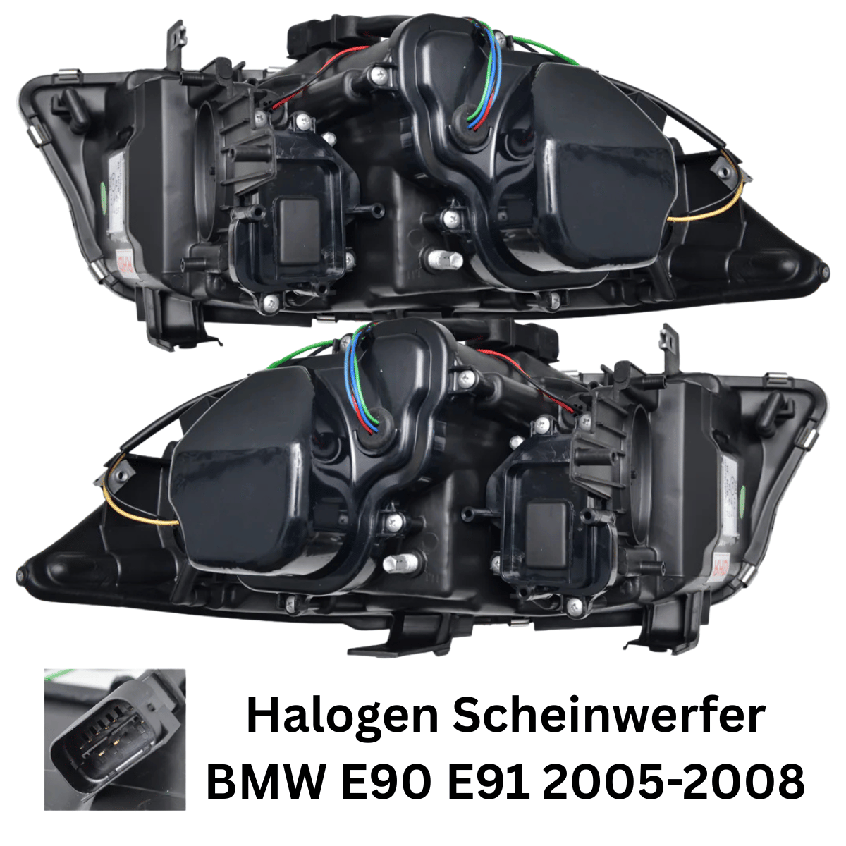 3D LED Angel Eyes Scheinwerfer Set Schwarz für BMW 3er E90 E91 2005–2008