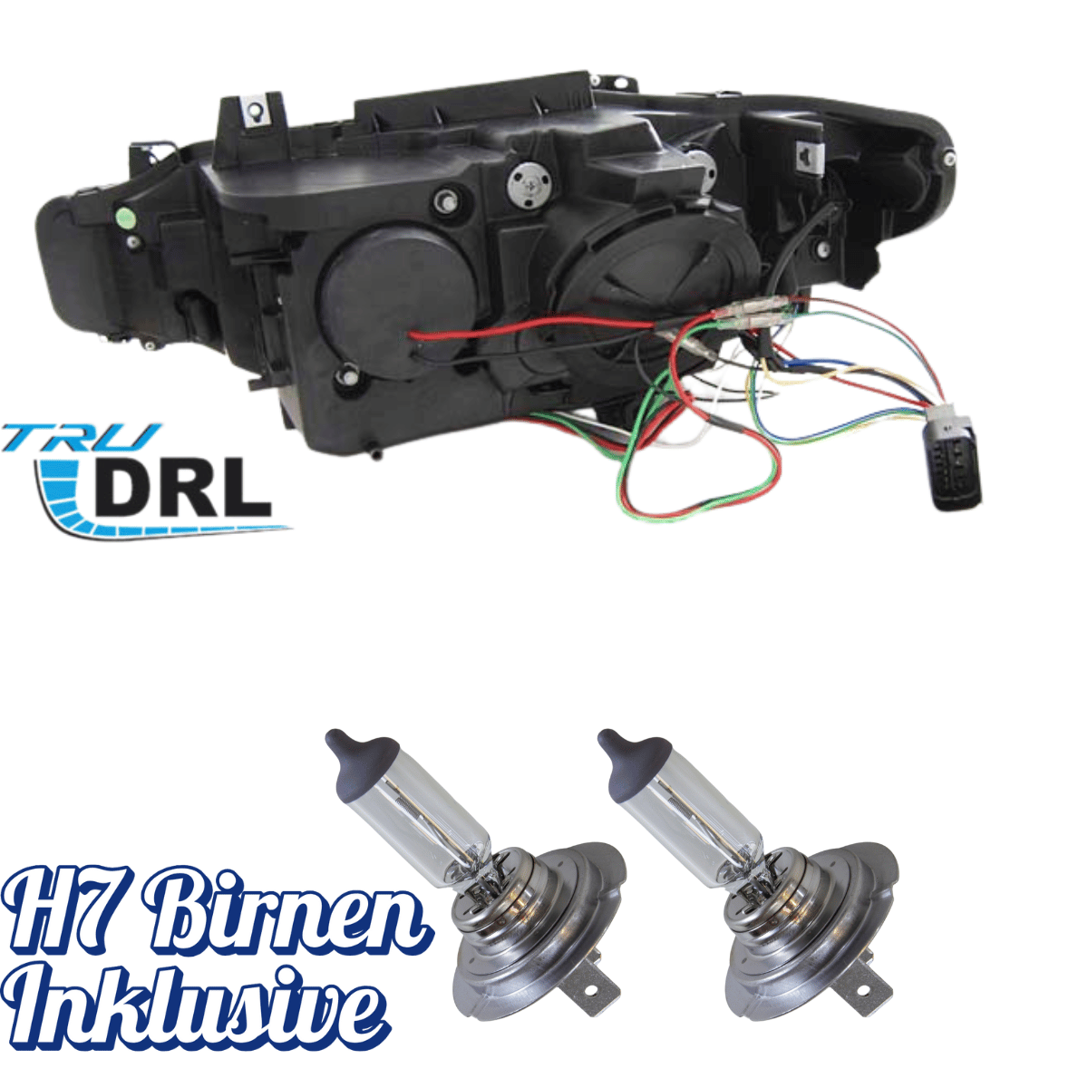 Angel Eyes LED Scheinwerfer Set Schwarz für BMW 3er F30 F31 2011–2015 mit LED Tagfahrlicht