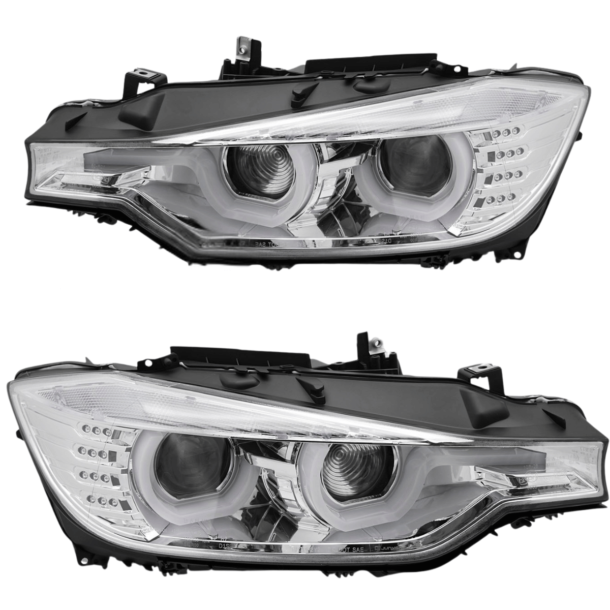 LED Scheinwerfer Set mit Tagfahrlicht Ringen und Blinker für Rechts und Links für BMW 3er F30 F31