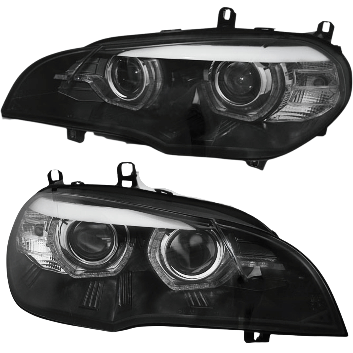 Xenon Scheinwerfer Set Angel Eyes für BMW X5 E70 2007–2010 Schwarz+Kurvenlicht