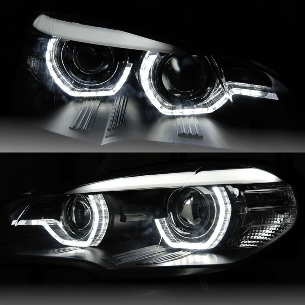 Xenon Scheinwerfer Set Angel Eyes für BMW X5 E70 2007–2010 Schwarz+Kurvenlicht