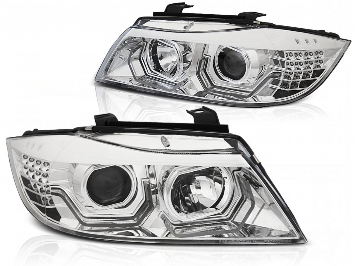 LED Scheinwerfer für BMW E90 E91 mit Tagfahrlicht-Optik und Klarglas