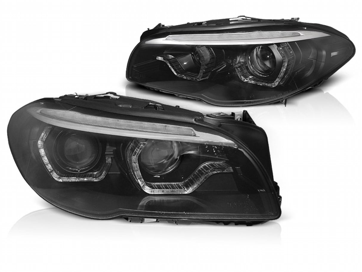 Schwarze LED-Scheinwerfer für BMW 5er F10 F11 mit Tagfahrlicht-Optik