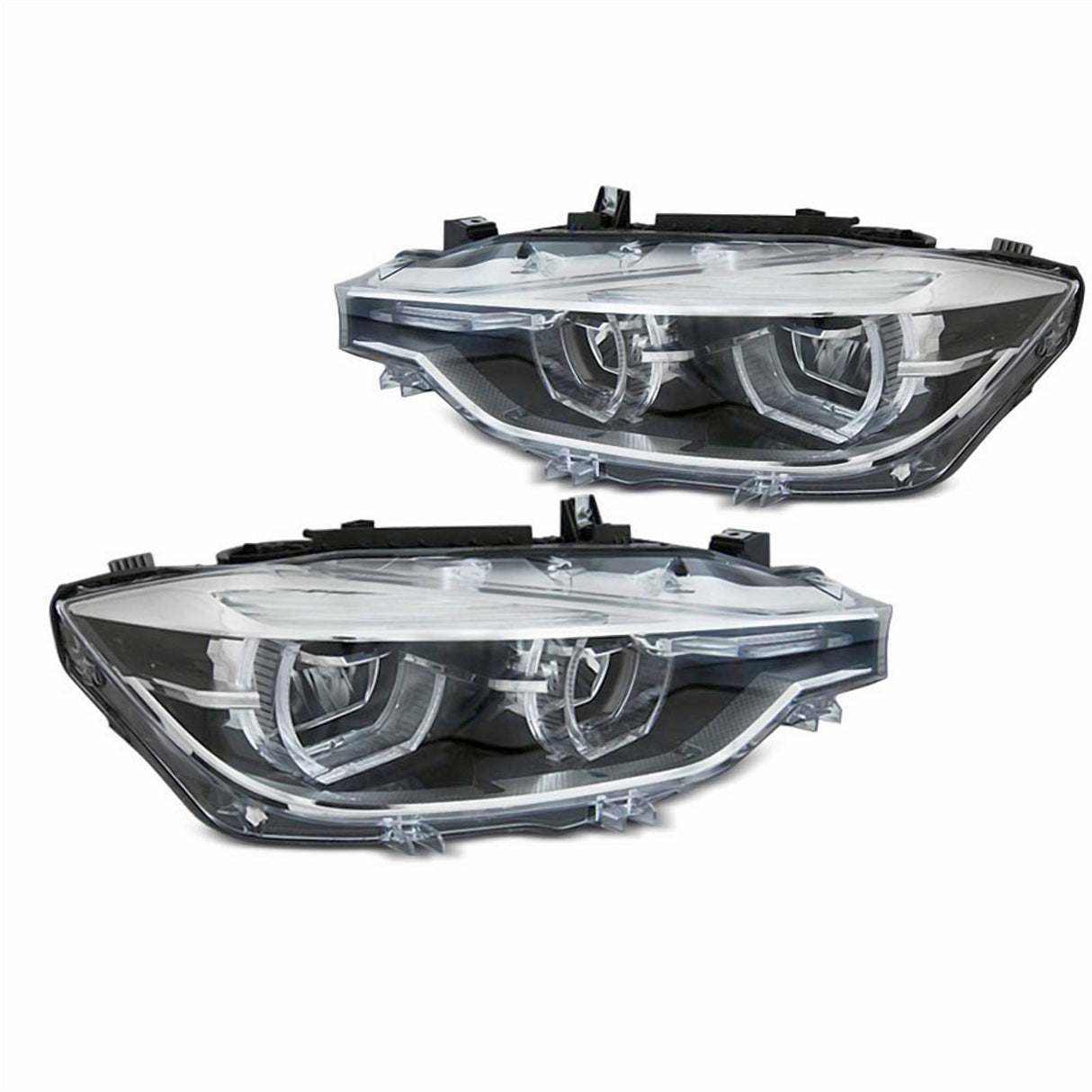 Voll LED Scheinwerfer Set Angel Eyes Schwarz für BMW 3er F30/F31 LCI 2015–2018 mit LED Tagfahrlicht