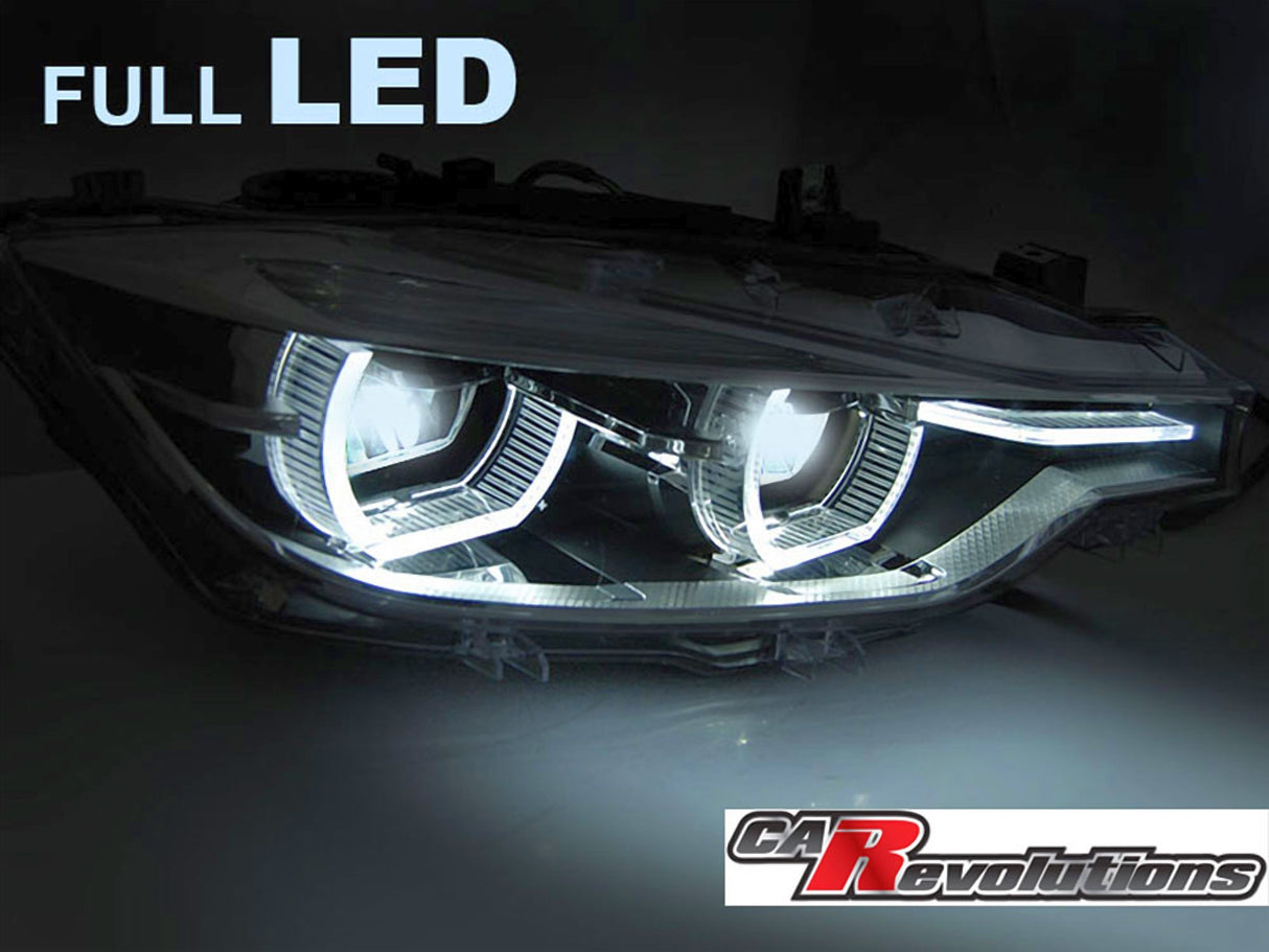 Voll LED Scheinwerfer Set Angel Eyes Schwarz für BMW 3er F30/F31 LCI 2015–2018 mit LED Tagfahrlicht