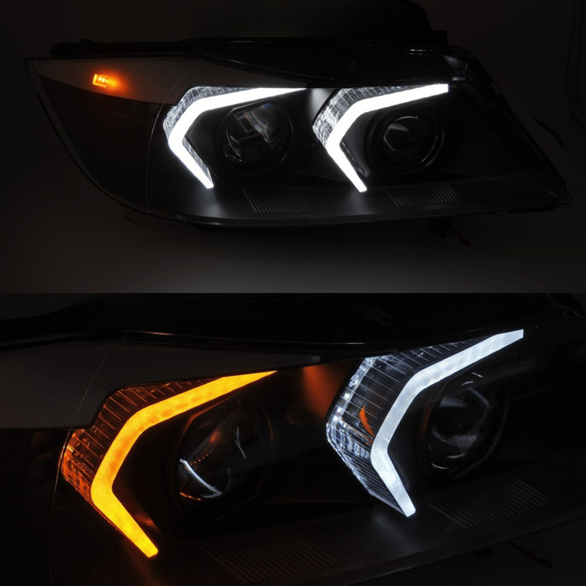 Voll LED Scheinwerfer Set Schwarz für BMW 3er E90 Limousine & E91 Touring 2005–2008