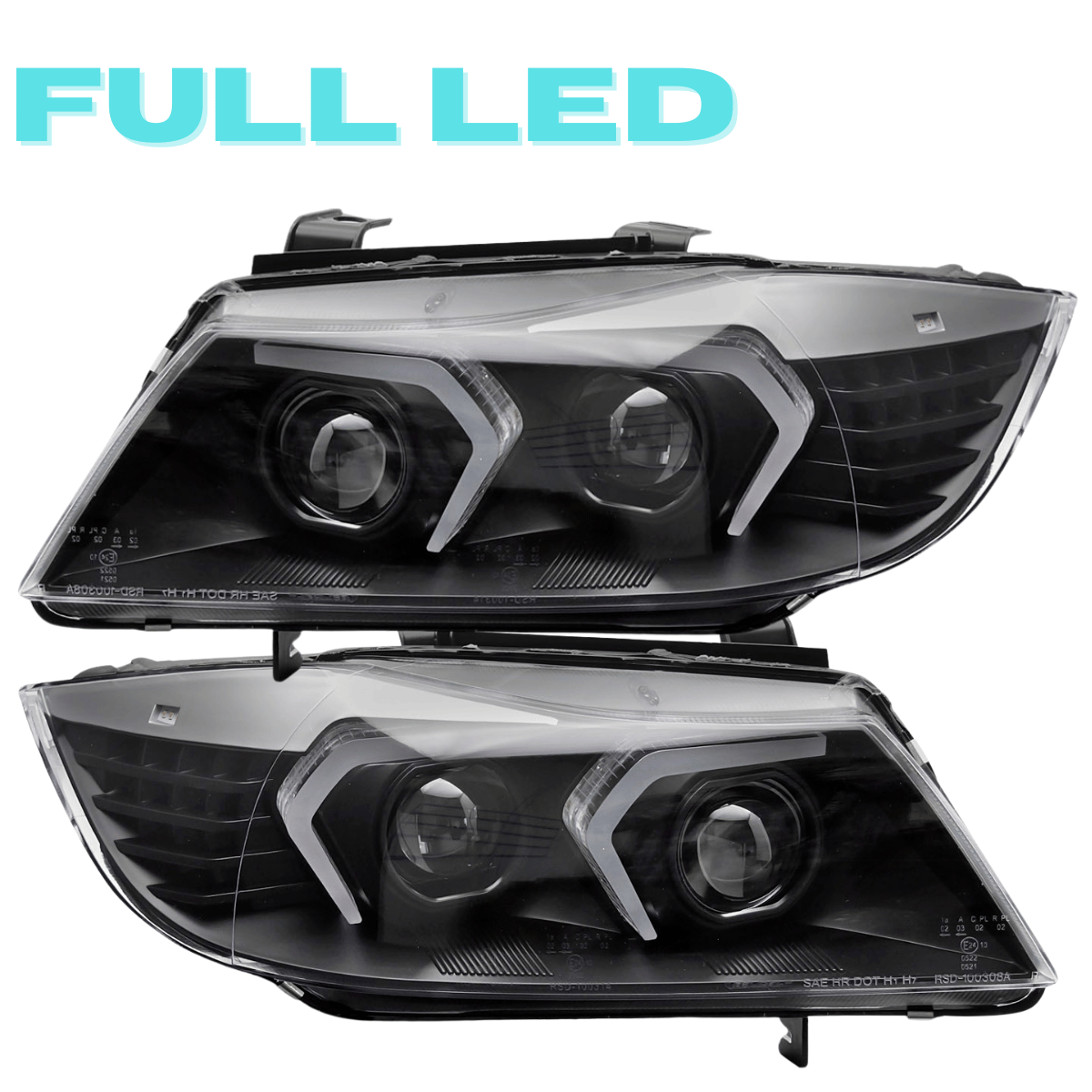 Voll LED Scheinwerfer Set Schwarz für BMW 3er E90 Limousine & E91 Touring 2005–2008