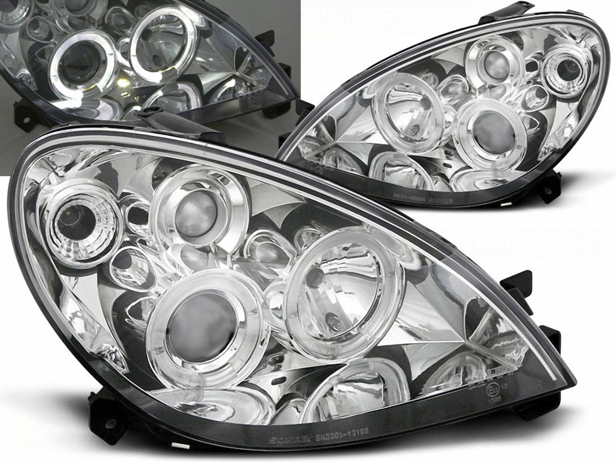 Angel Eyes Scheinwerfer Set chrom für Citroen XSARA 09.2000-10.2004, Tuning Scheinwerfer mit Ringen