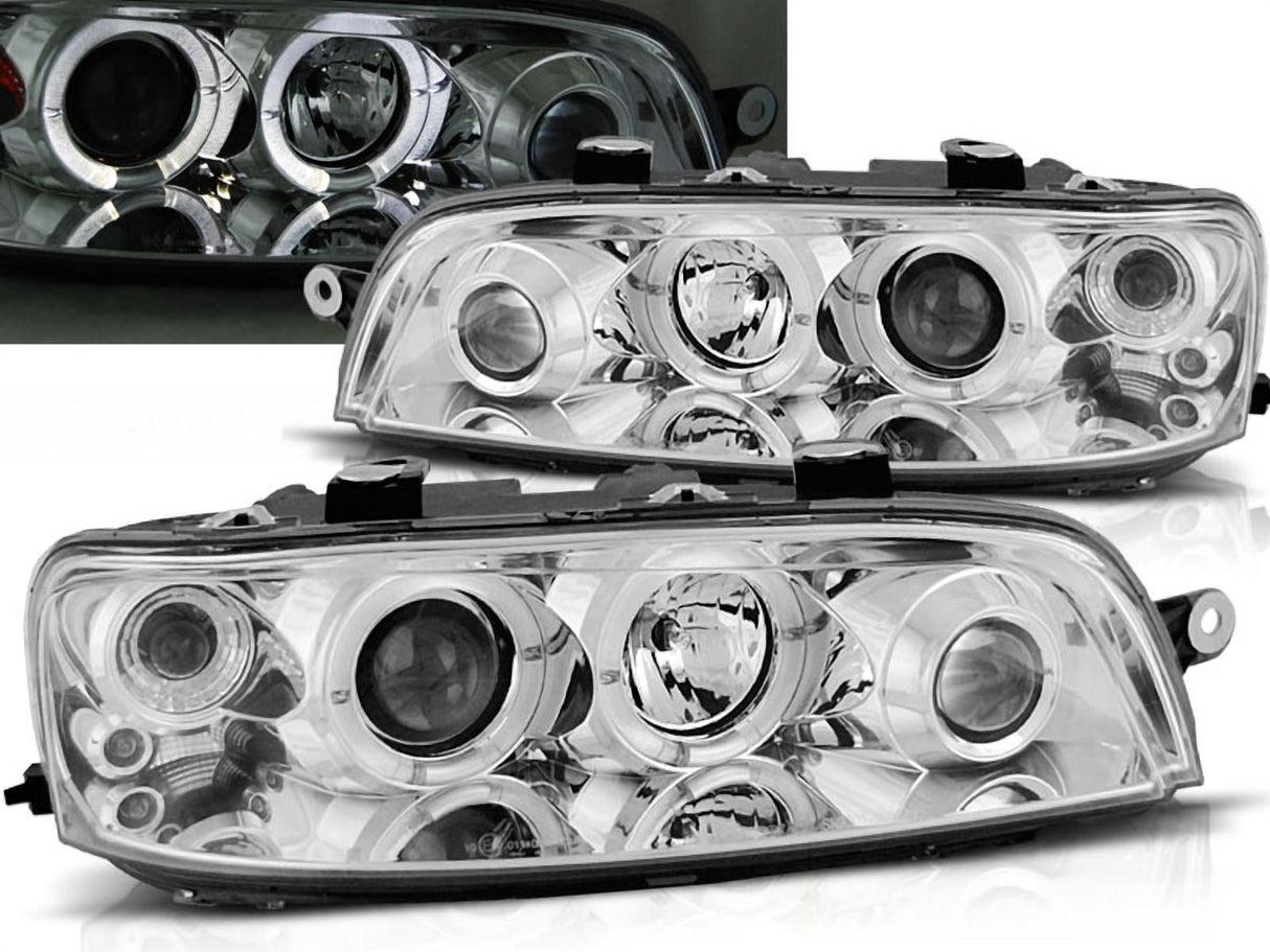 LED Scheinwerfer für VW Passat B5.5 mit Doppelringoptik, Chrom, Tuning Scheinwerfer