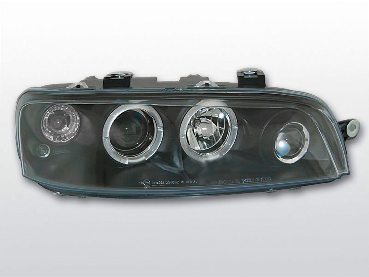 Schwarze LED-Scheinwerfer mit Ringen für BMW E39, Tuning-Scheinwerfer mit Klarglas