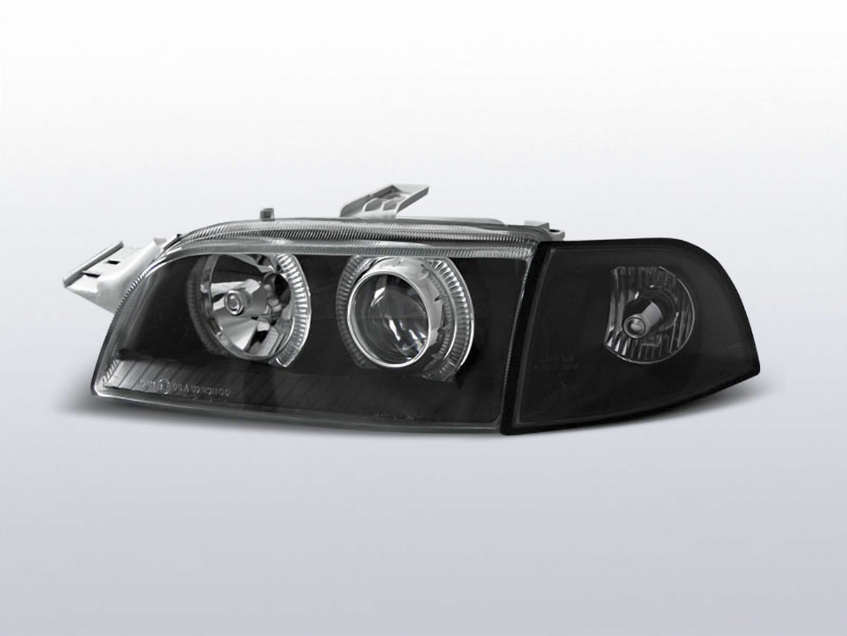 Schwarze Scheinwerfer mit Doppel-Reflektor für Audi A4 B5, LED-Optik, Tuning-Scheinwerfer