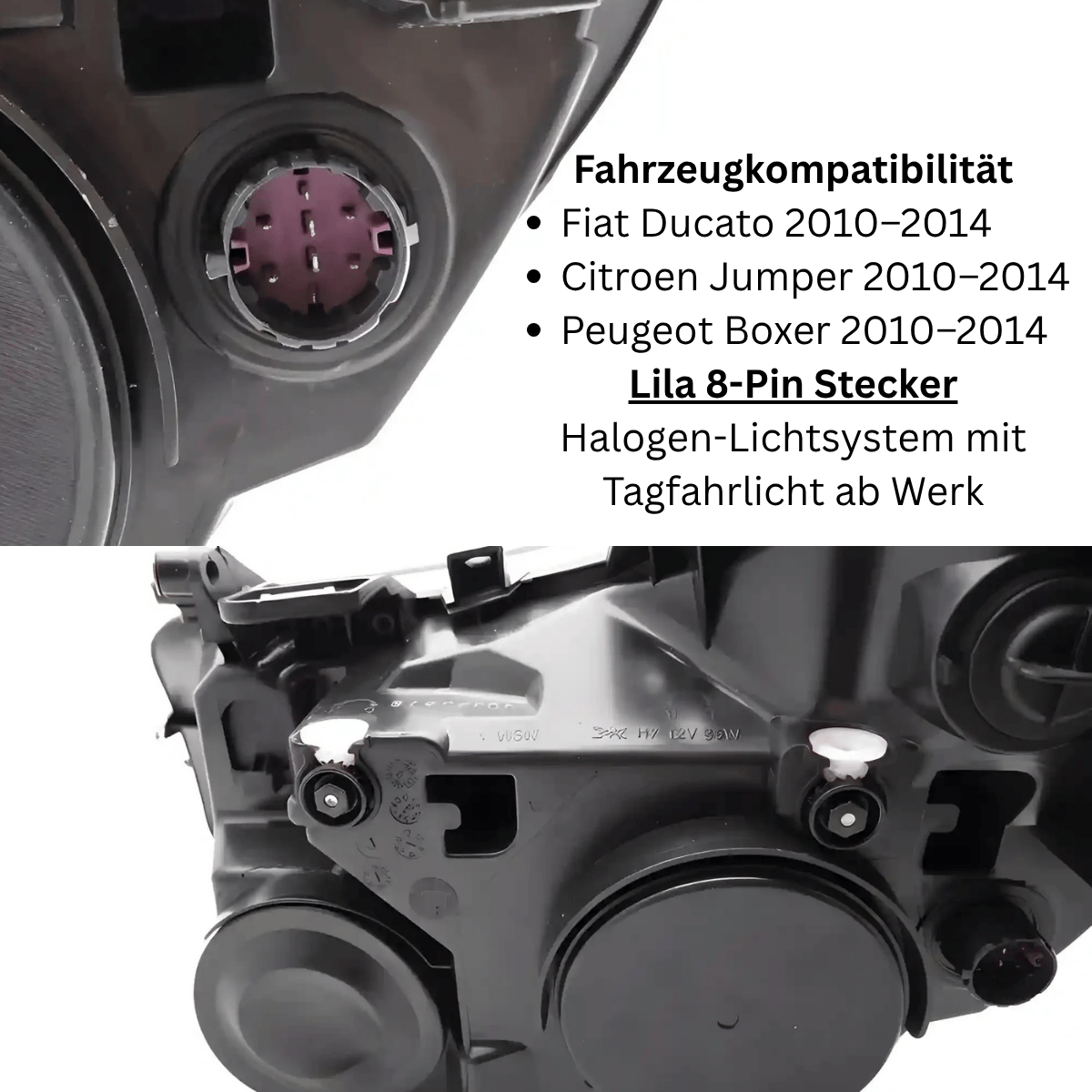 Schwarze Scheinwerfer Set für Fiat Ducato Citroen Jumper Peugeot Boxer 2010-2014 - CR Tuning