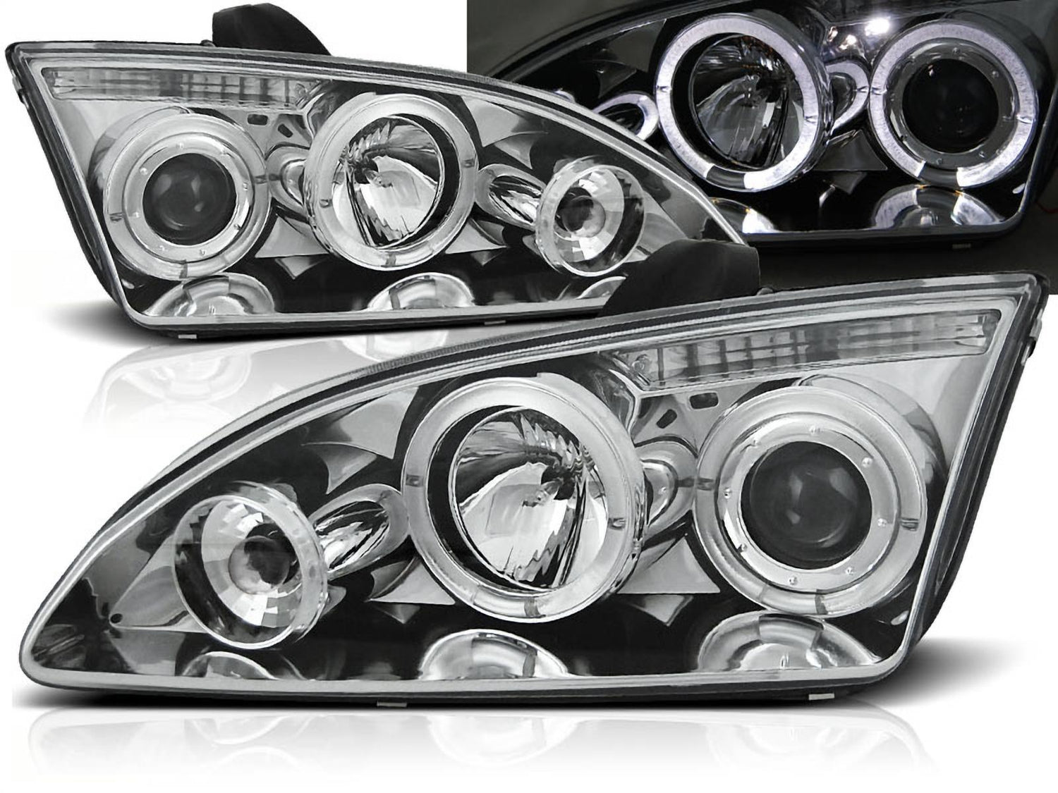Angel Eyes Scheinwerfer Set in chrom für Ford Focus II 09.2004-01.08