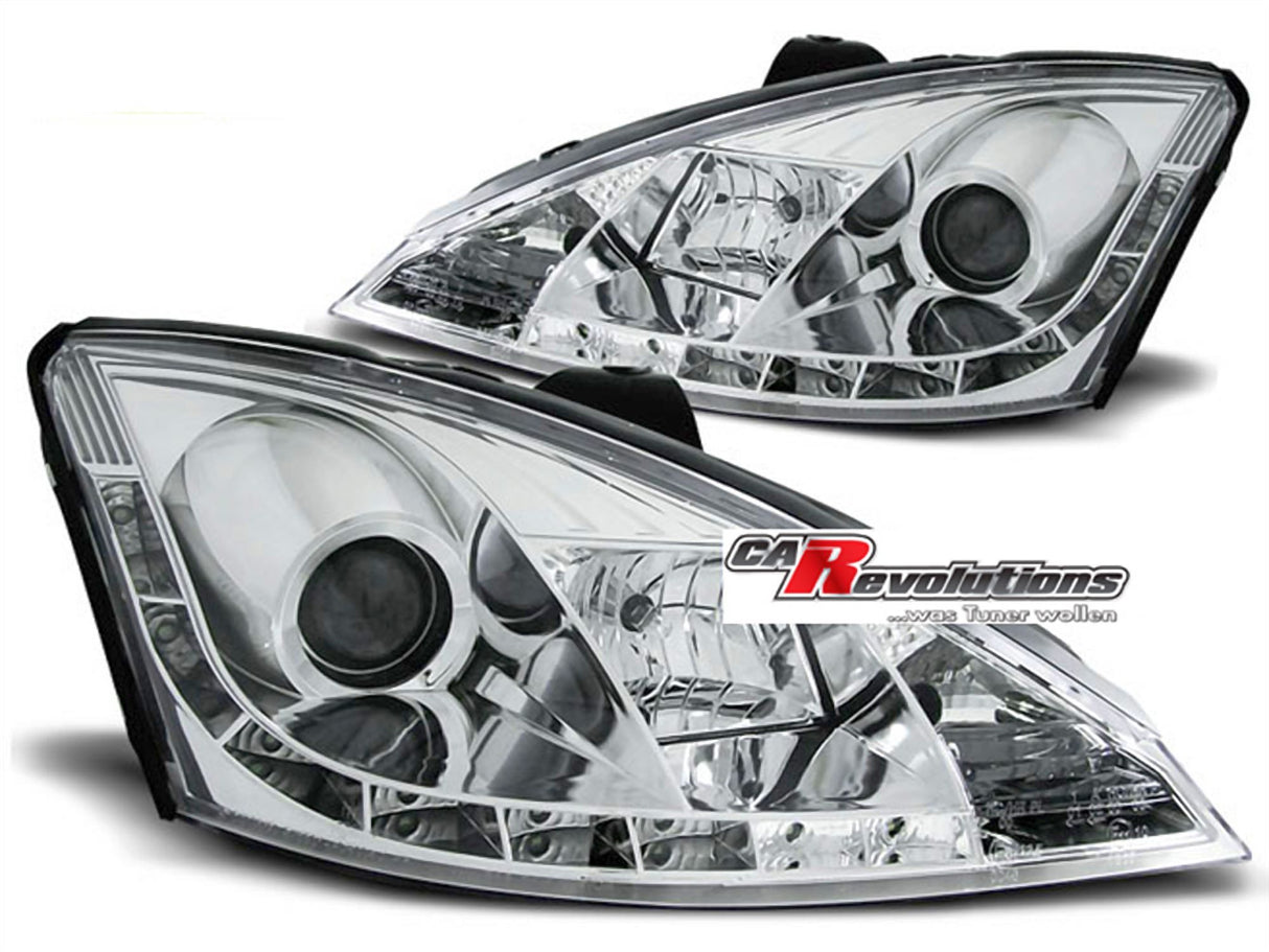 Led Scheinwerfer Set in chrom für Ford Focus 1 10.1998-10.2001
