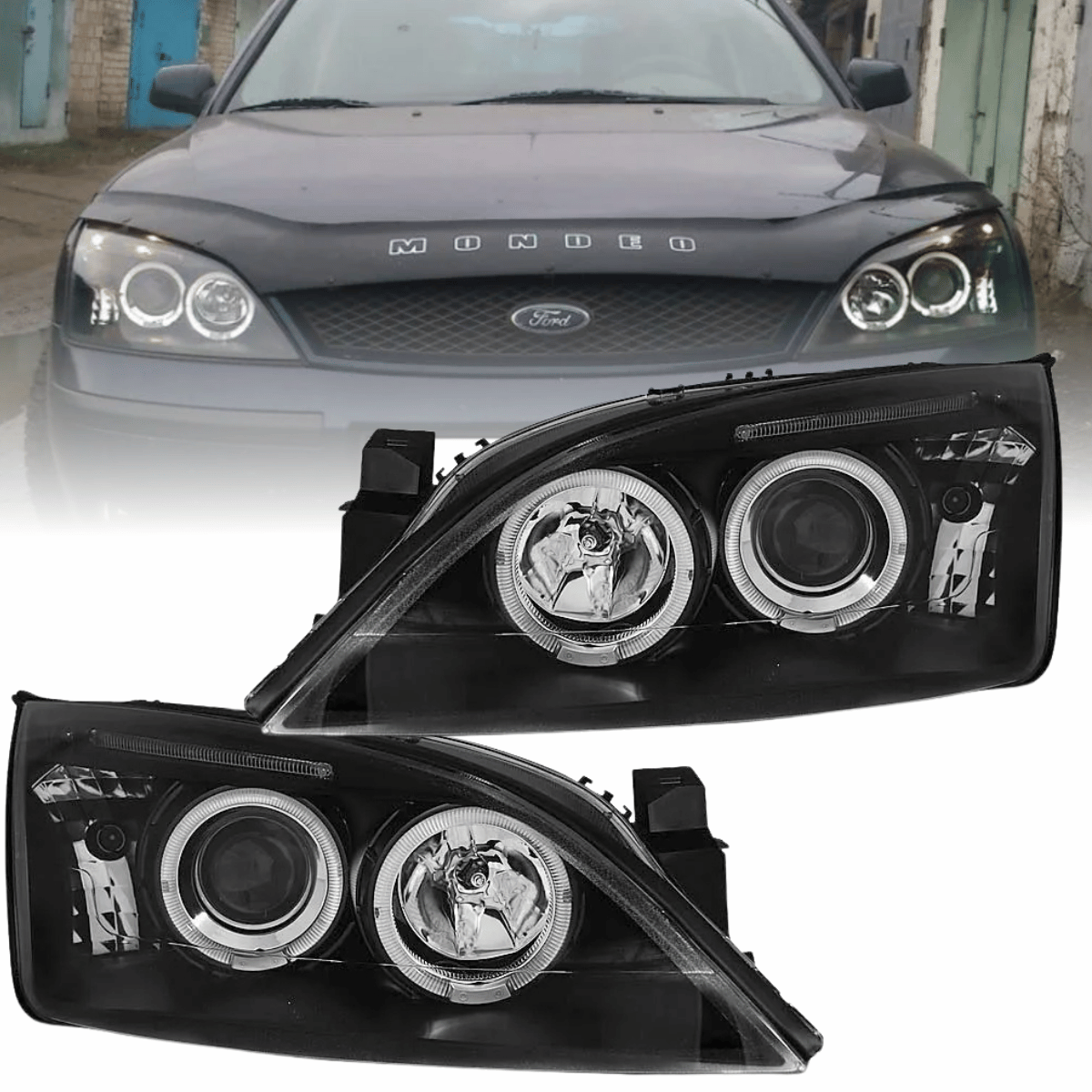 Angel Eyes Scheinwerfer Set in schwarz für Ford Mondeo 09.2000-05.2007
