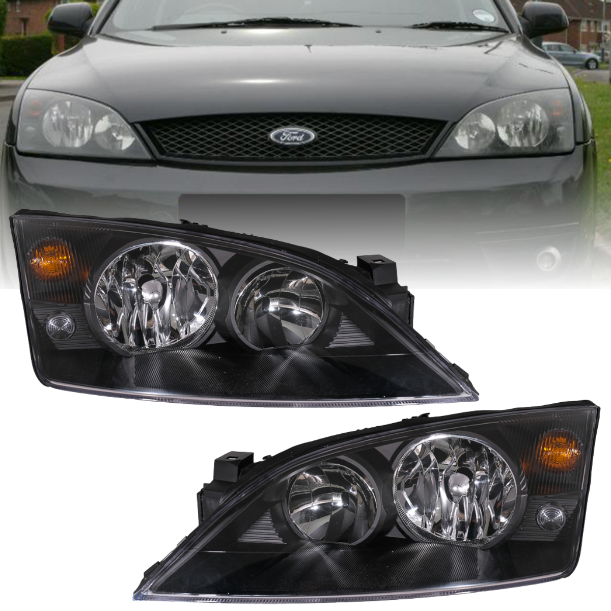 Scheinwerfer Set für Ford Mondeo MK3 09/2000-05/2007 schwarz