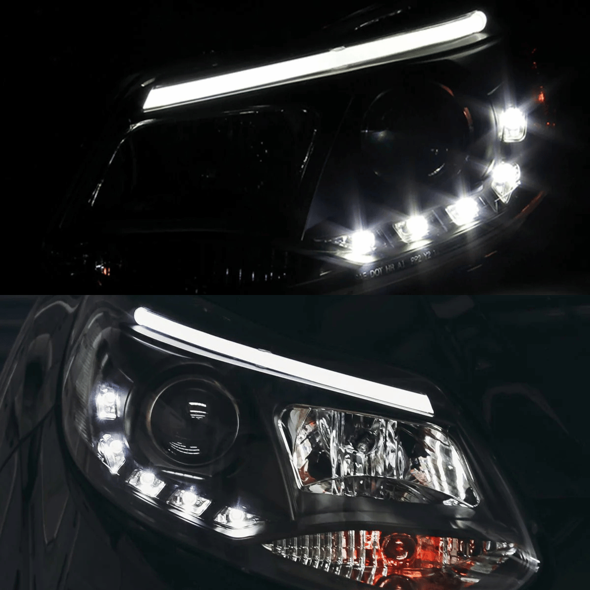 LED Light Tube Scheinwerfer in schwarz für Ford Focus MK3 2011-2014