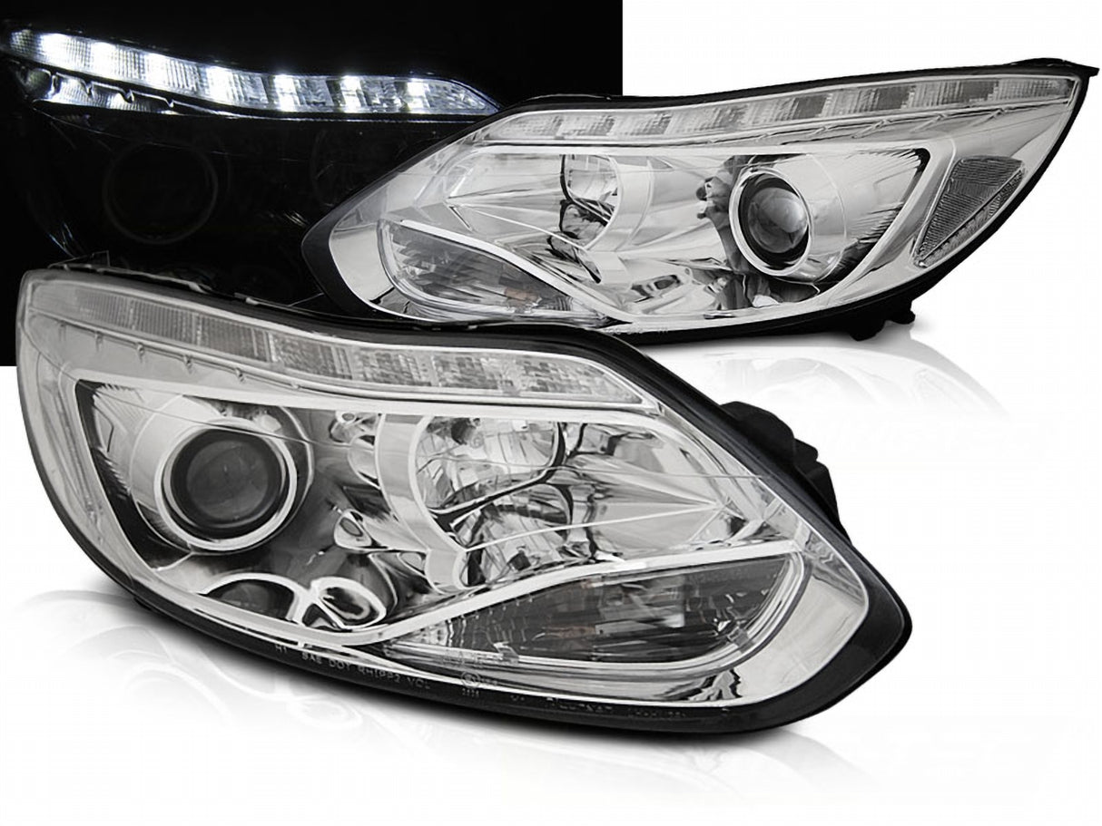 Scheinwerfer Set LED Standlichtleiste Chrom für Ford Focus MK3 2011–2014