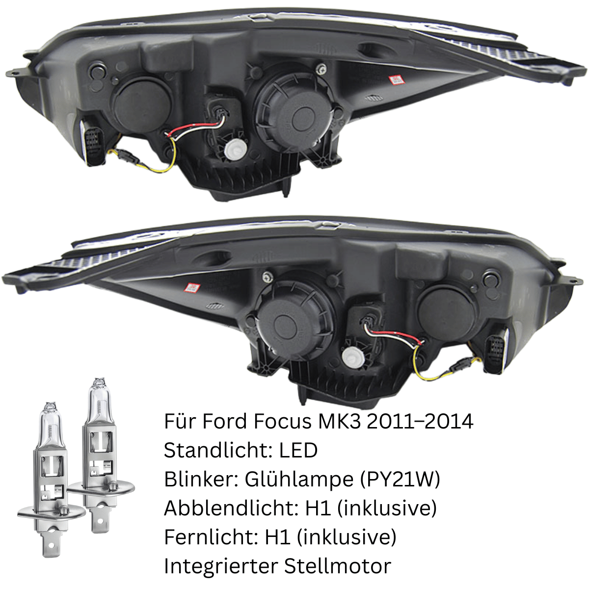 Scheinwerfer Set LED Standlichtleiste Schwarz für Ford Focus MK3 2011–2014