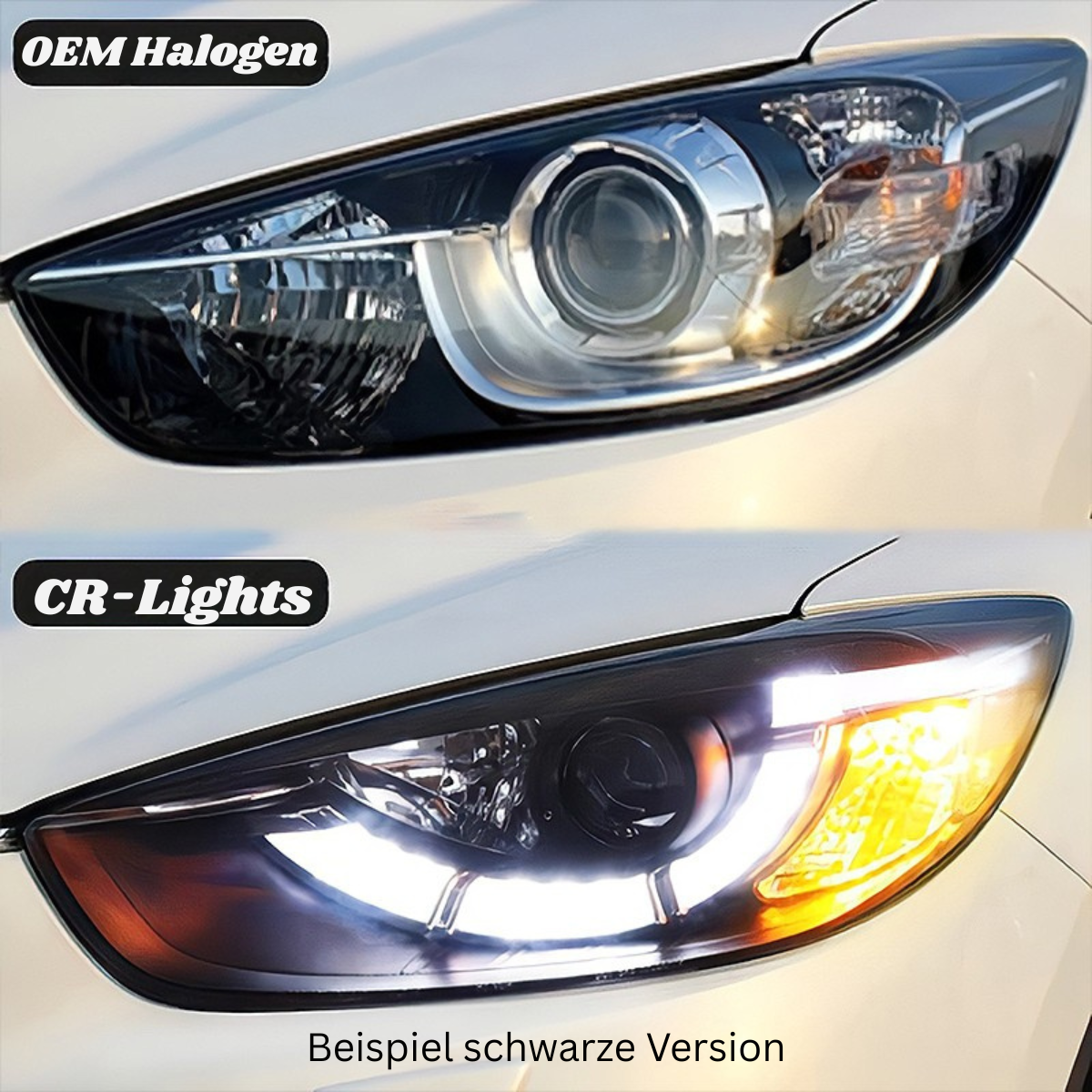 Halogen Scheinwerfer Set für Mazda CX-5 2011–2015 Schwarz mit LED Tagfahrlicht