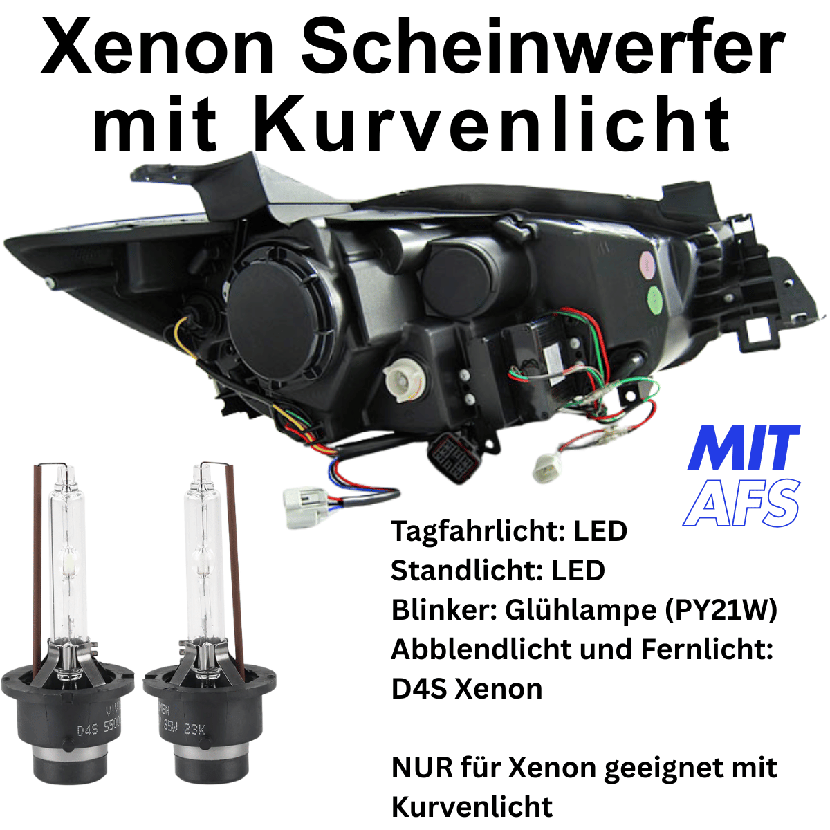 Xenon Scheinwerfer Set für Mazda CX-5 2011–2015 Schwarz mit LED Tagfahrlicht & AFS-kompatibel