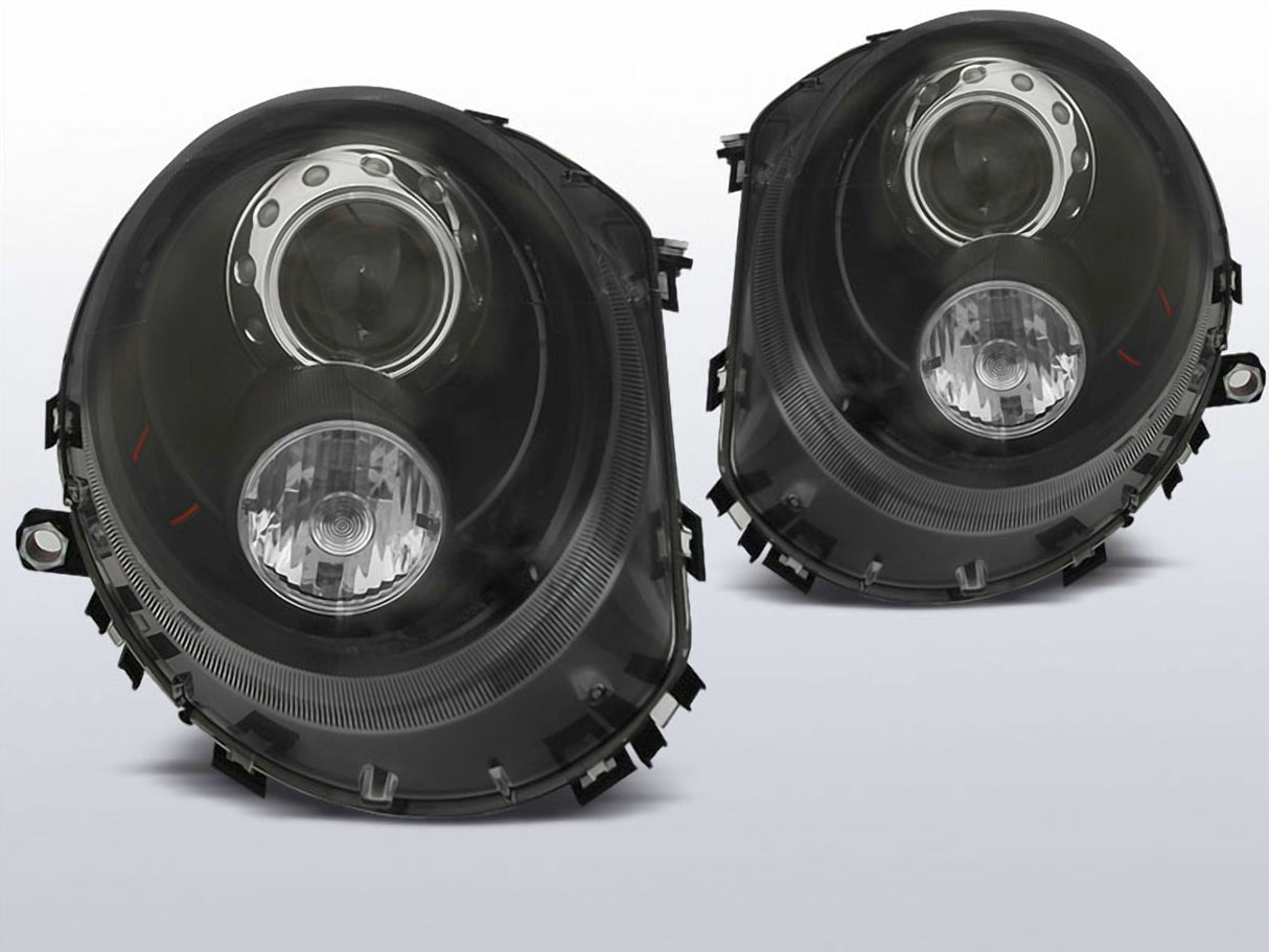 Scheinwerfer mit Ring und H7 Birne für BMW MINI COOPER 2006-2014 schwarze