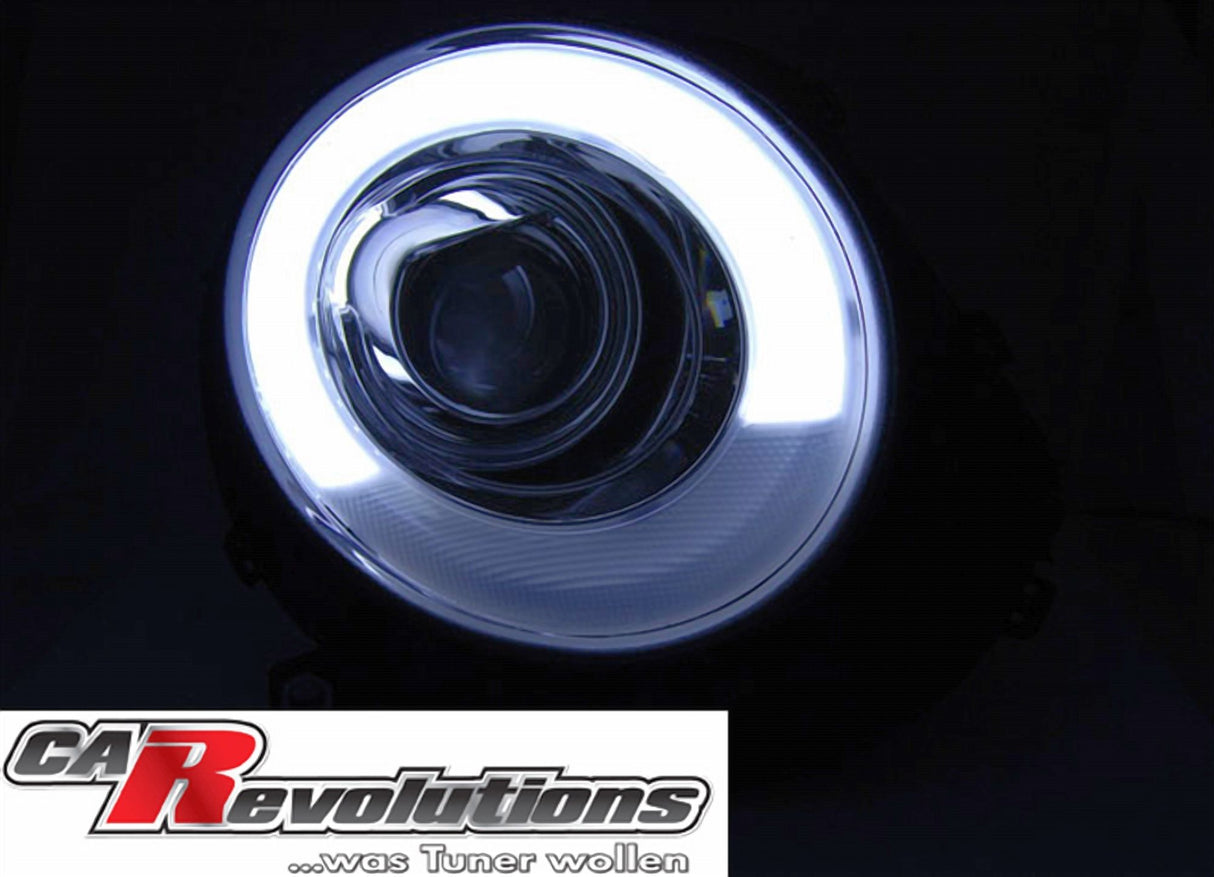 LED Scheinwerfer mit weißem Standlichtring für Mini Cooper, Tuning Zubehör von CR-Tuning
