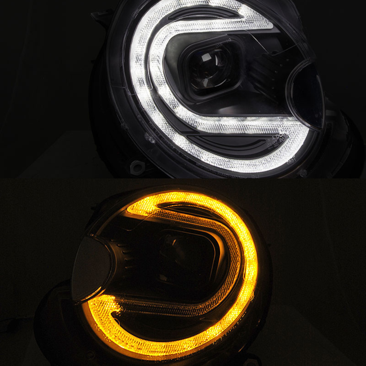 LED-Scheinwerfer mit weißem und gelbem Standlicht für KFZ-Tuning von CR-Tuning