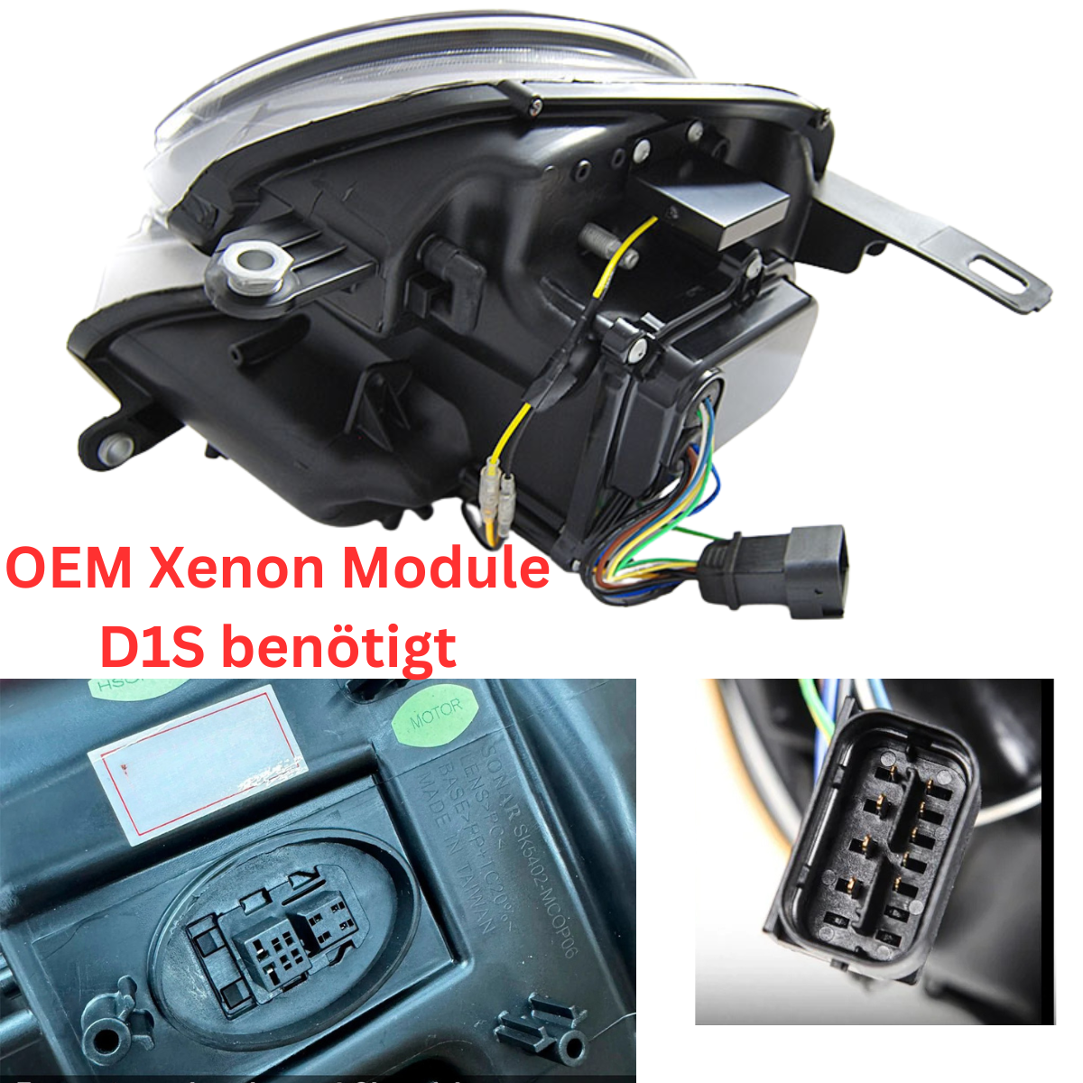 OEM Xenon Modul D1S für Scheinwerfer, mit Anschlussstecker und Kabelbaum, Kfz-Tuning Zubehör