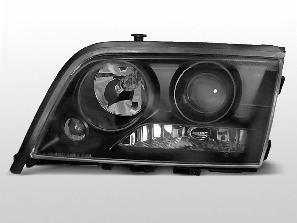 Schwarze Scheinwerfer für Mercedes W202 C-Klasse 1993-2000, Tuning LED-Scheinwerfer
