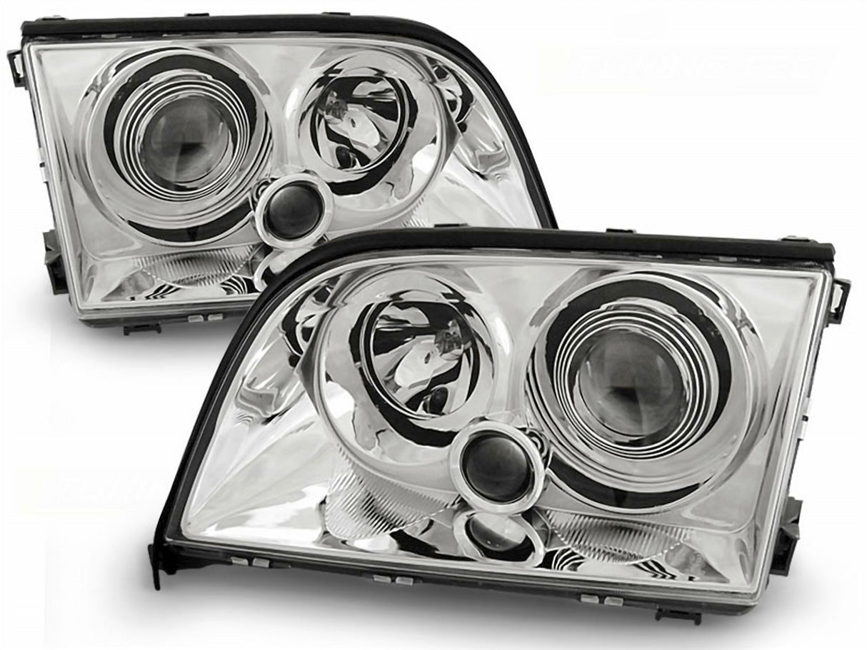 Chrom Scheinwerfer für Mercedes W140 S-Klasse 1991-1998, Tuning LED Scheinwerfer