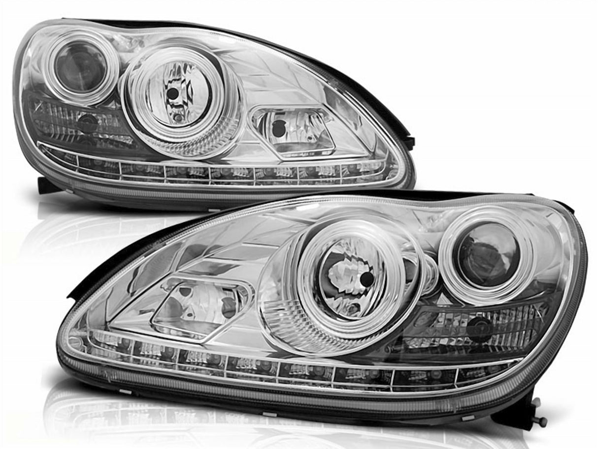 LED Scheinwerfer für Mercedes W211 E-Klasse, Tagfahrlicht, Klarglasoptik