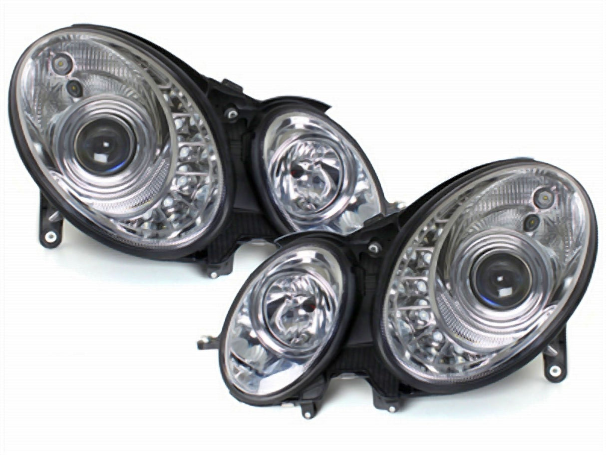 LED Scheinwerfer für Mercedes W211 E-Klasse mit Klarglas und Blenden