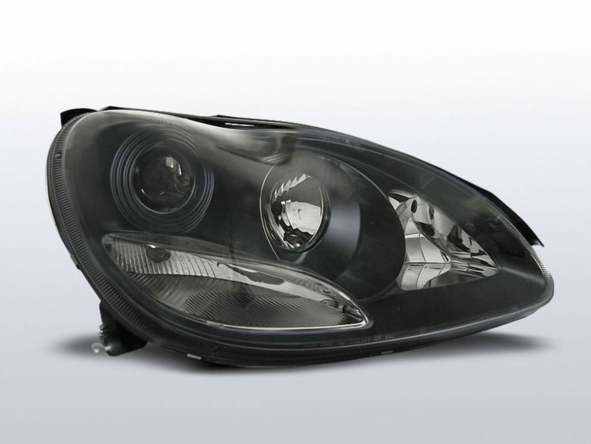 Schwarzer LED-Scheinwerfer für Porsche 911 997 mit Klarglasoptik und integriertem Blinker