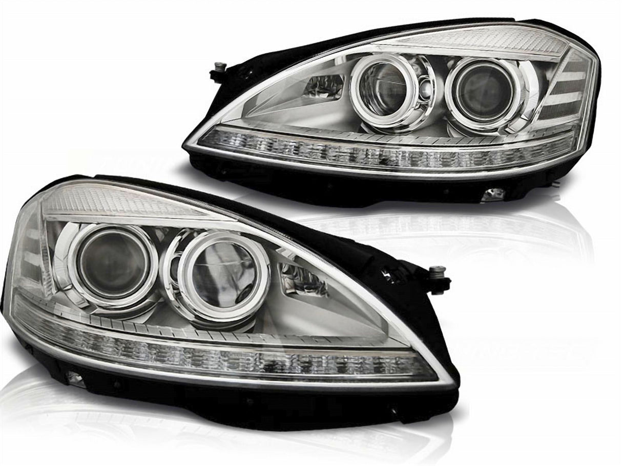 Led Scheinwerfer Set in chrom für Mercedes W221 2005-2009 LED Blinker